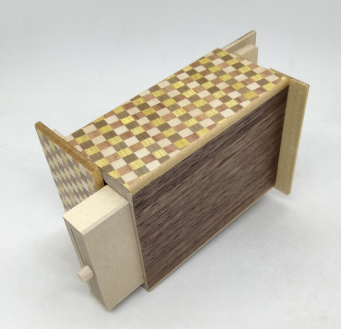 4 Sun 10 Step Random Grain Ichimatsu Japanese Puzzle Box with Hidden Drawer!