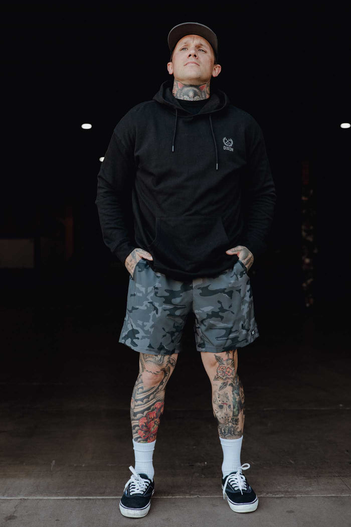7" Gym Shorts - Black Camo