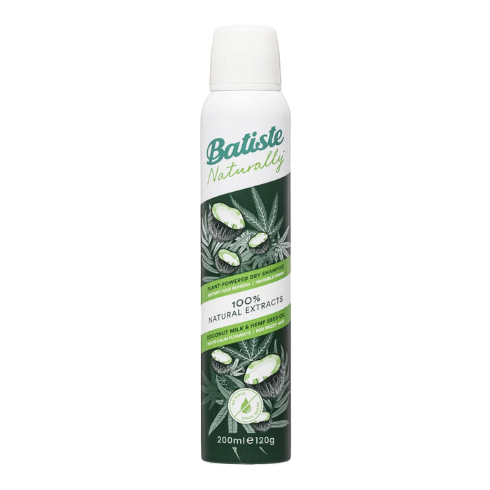 Batiste Dry Shampoo with Coconut Milk & Hemp – 200ml, oil-absorbing, sulfate-free, for limp or oily hair