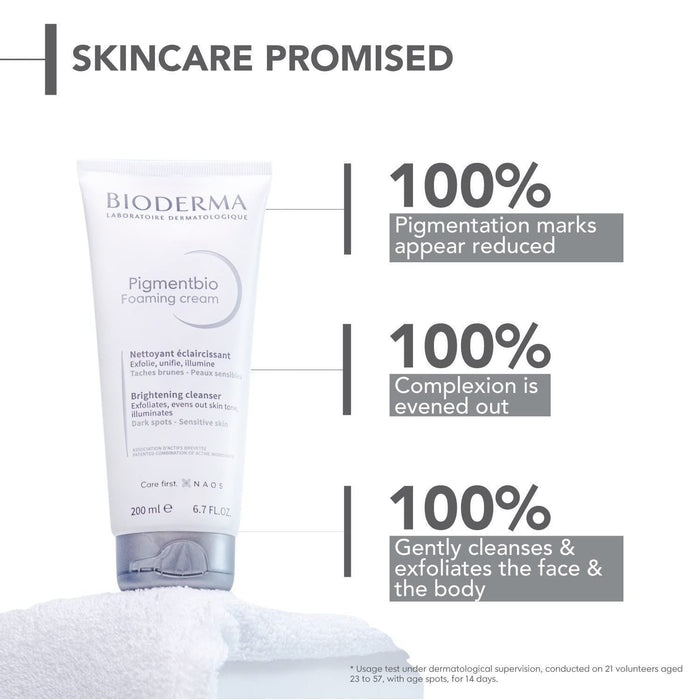 Bioderma Pigmentbio Face & Body Foaming Cream Cleanser for Dark Spots & Sensitive Skin, 200ml - Makkah Pharmacy