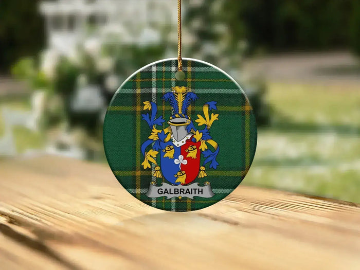 Personalized Family Crest Green Plaid Ornament