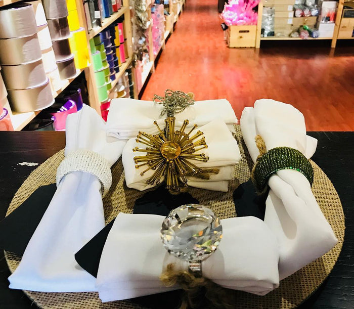 Handmade Beaded Antique Gold Floral Napkin Ring (Set of 12)
