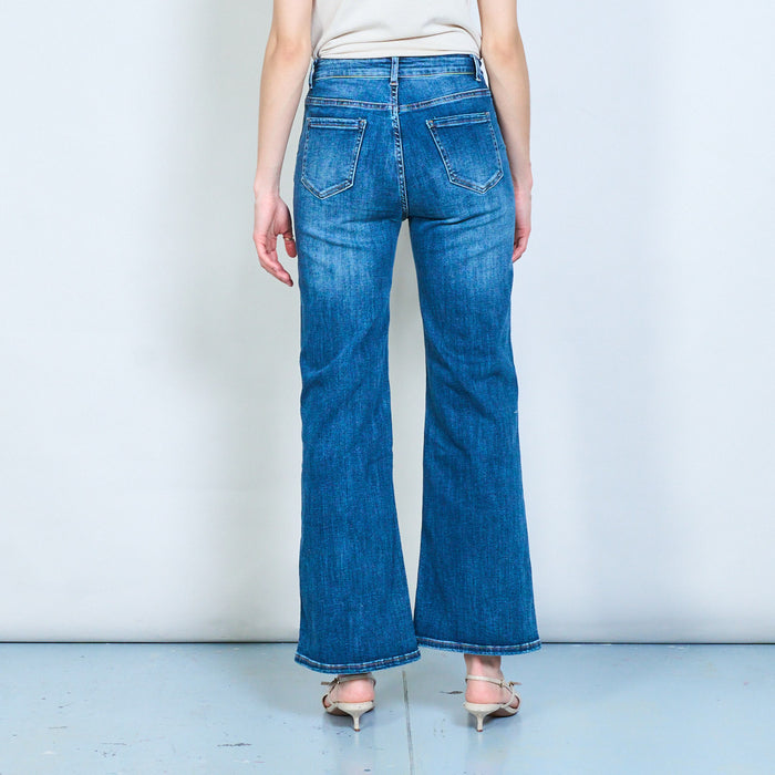 High-waist straight-leg denim jeans with contrast fade effect wholesale