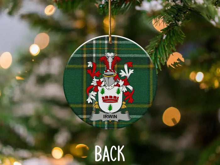 Irwin Family Crest Tartan Plaid Ornament