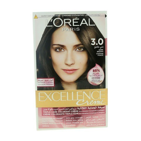 L'Oreal Paris Excellence Creme Permanent Hair Color, 3 Dark Brown