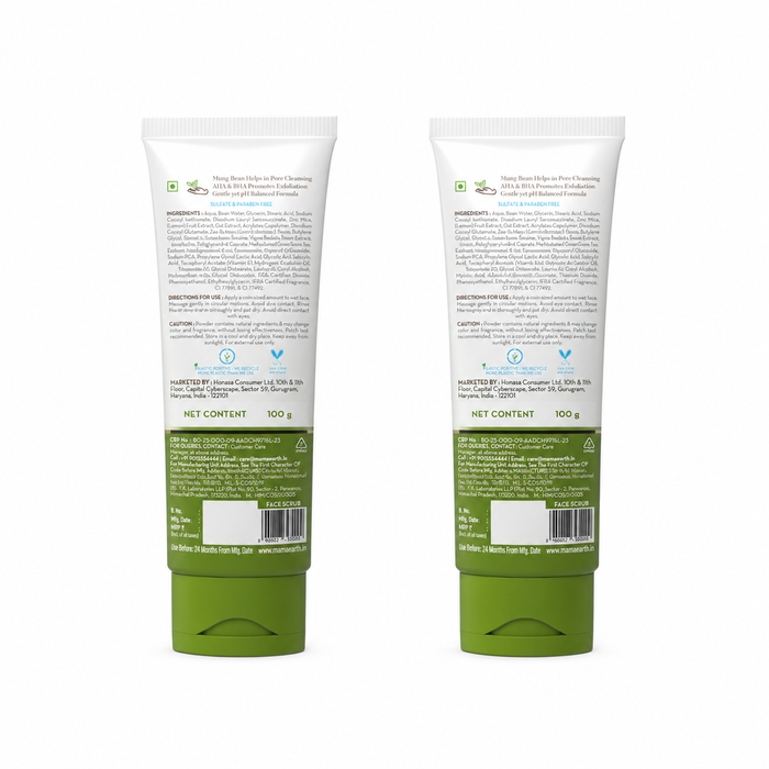 Mung Bean Pore Cleansing Foam Scrub with Mung Bean, AHA & BHA for Normal to Oily Skin - 100 g (Pack of 2)