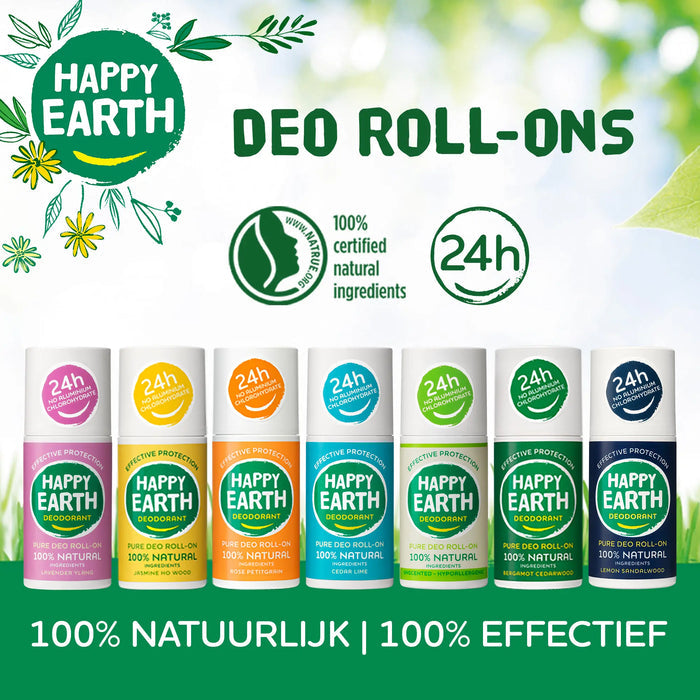 Natural Deodorant Roller Cedar Lime Happy Earth