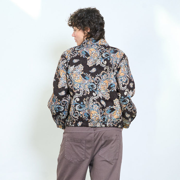 Ornate floral paisley jacquard zip jacket wholesale