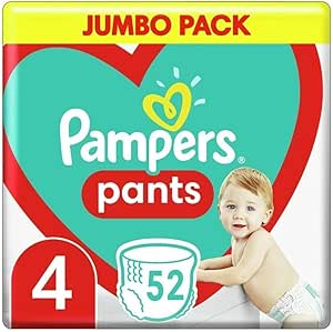 Pampers Pants Diapers Size 4 (9-15 kg), 52 Piece, Protection and Comfort Pampers in Easy to Wear Diapers