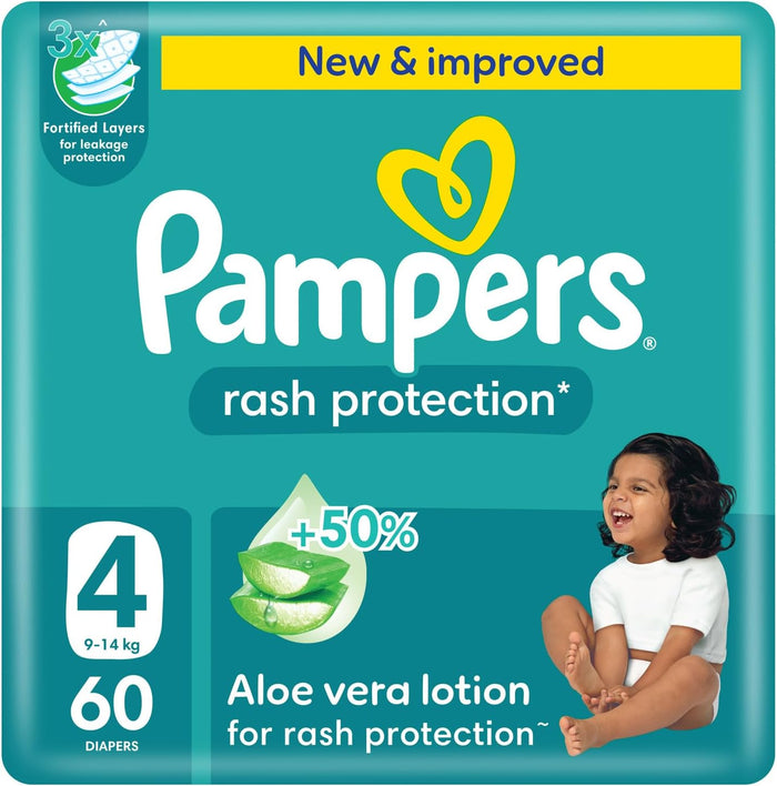 Pampers Rash Protection Diapers Size 4 9-14kg 60 Diapers
