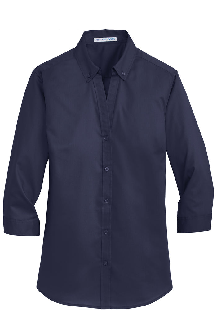 PORT AUTHORITY - TRUE NAVY - WOMENS 3/4 SLEEVE SHIRT