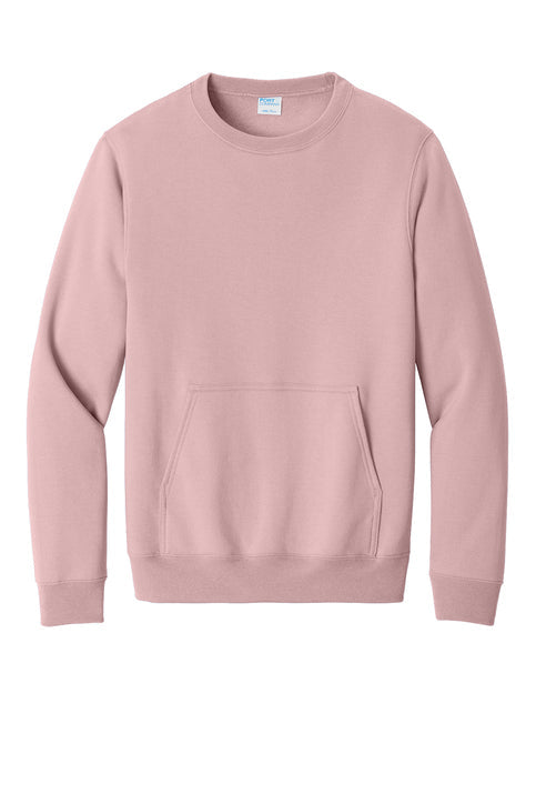 PORT & CO- PALE BLUSH CREWNECK SWEATSHIRT W/ POCKET