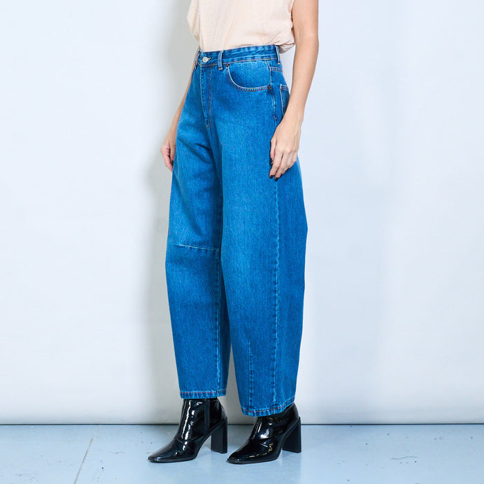 Relaxed fit high-waist straight-leg denim jeans wholesale
