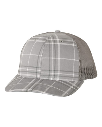 RICHARDSON - PLAID PRINT GREY/CHARCOAL- MESH-ADJ *