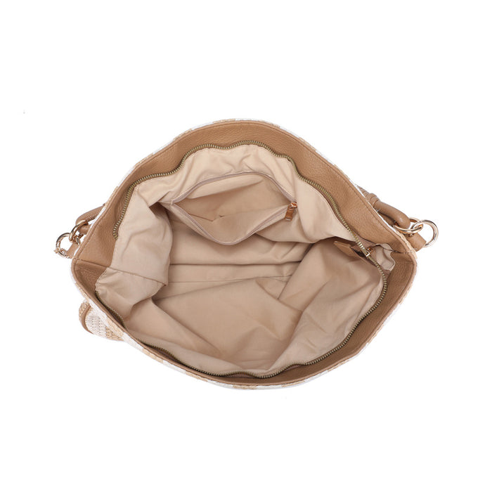 Striped soft hobo shoulder bag with top handle wholesale