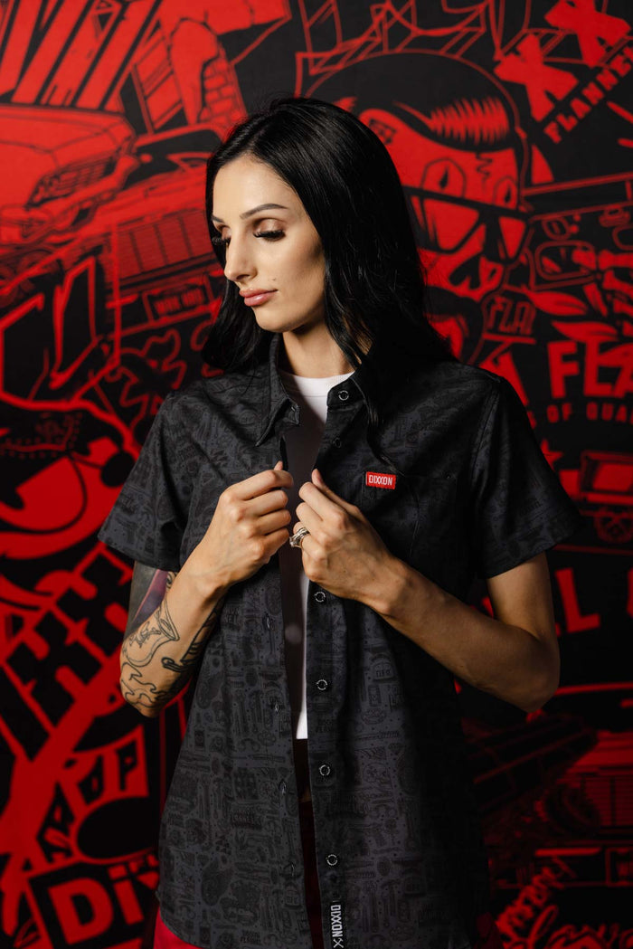 The Essentials Women's Short Sleeve Party Shirt - Black / Grey