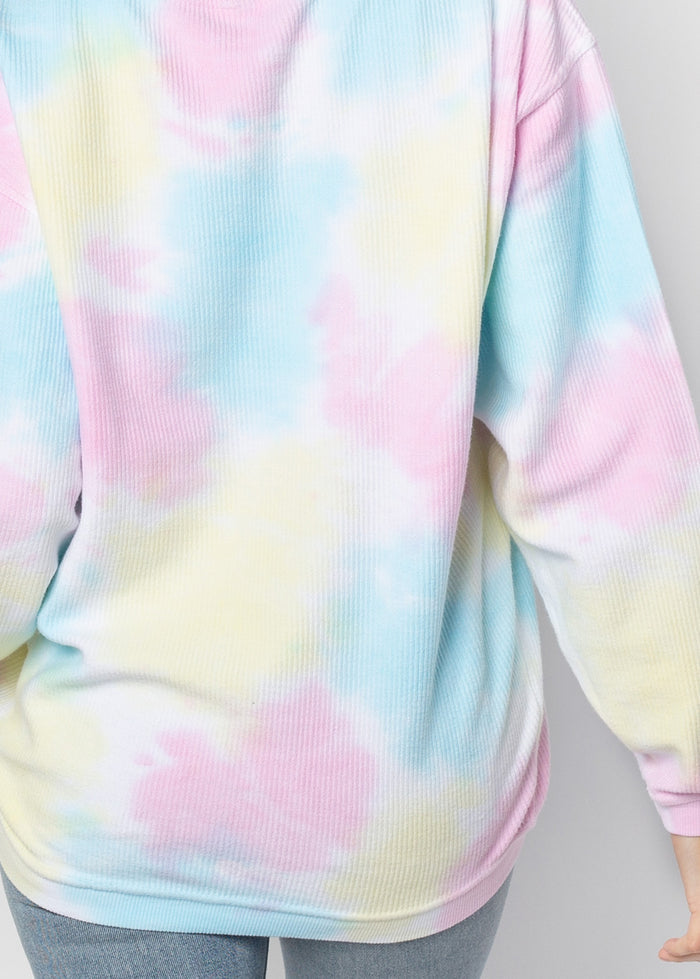 Women's West Virginia Rainbow Tie Dye Original Corded Crew