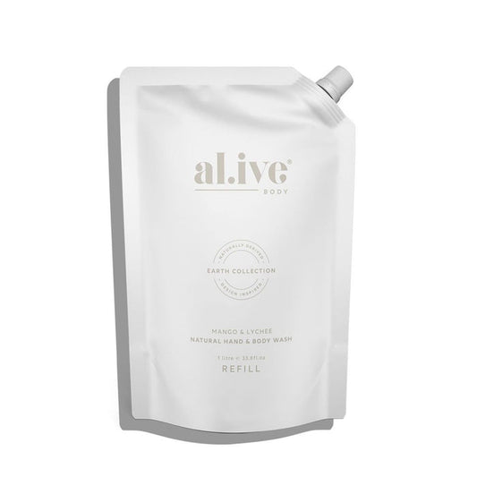 al.ive body 1 Ltr Wash Refill - Mango & Lychee Nudie Glow Australia