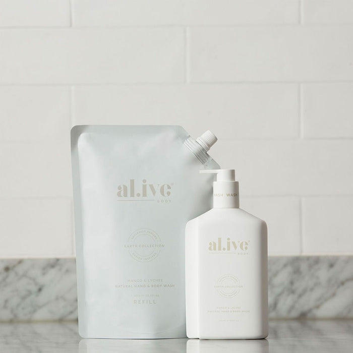 al.ive body 1 Ltr Wash Refill - Mango & Lychee Nudie Glow Australia