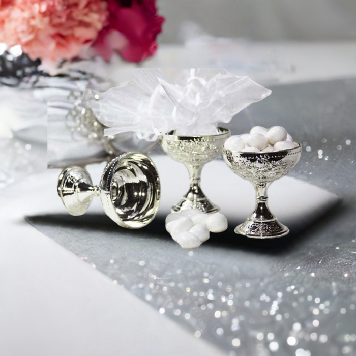 12PCS Plastic Chalice Cup Silver 2.75" Tall Communion Decoration