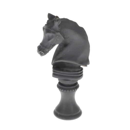 2-1/4" Tall Brass Finial, Chess Knight, Statuary Bronze, 1/4-27F Tap (15163ST)