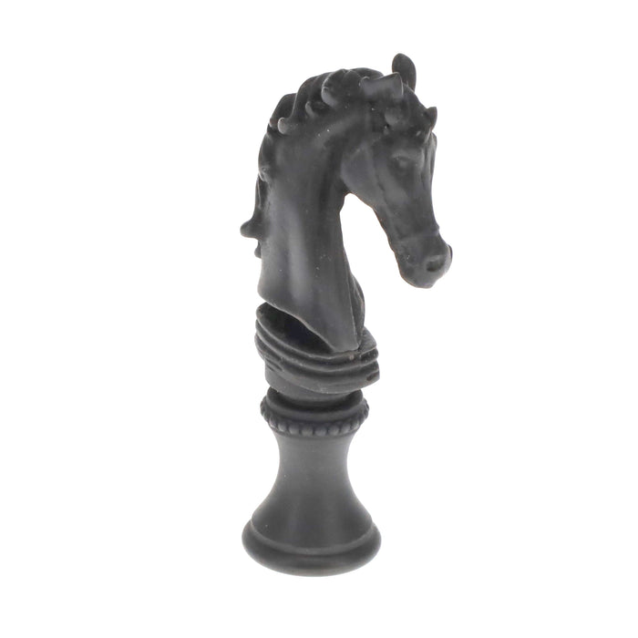 2-1/4" Tall Brass Finial, Chess Knight, Statuary Bronze, 1/4-27F Tap (15163ST)