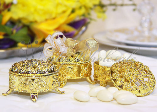 2.5" Plastic Trinket Party Favor Box Gold (12 Pieces)