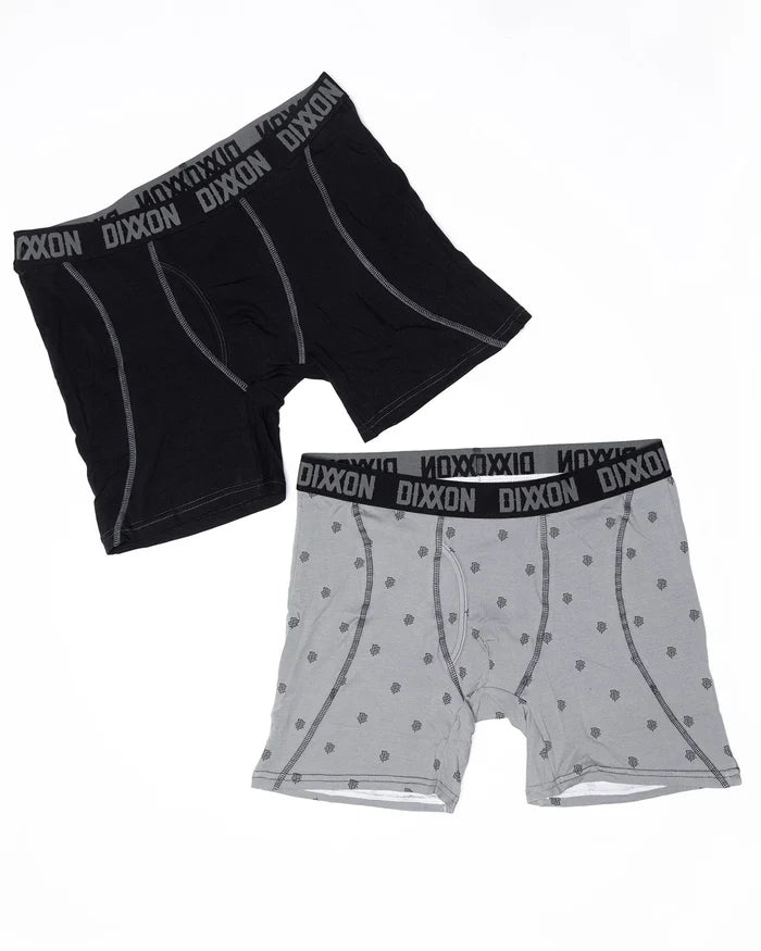 2PK BOXER BRIEFS - Grey / Black Insignia / Solid Black