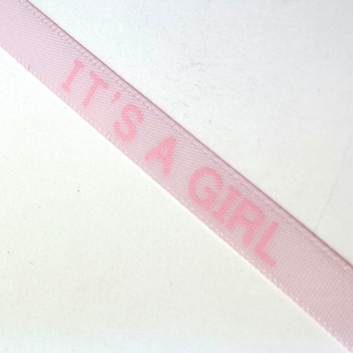3/8" IT'S A GIRL Pink Satin Babyshower Ribbon(50Yards)