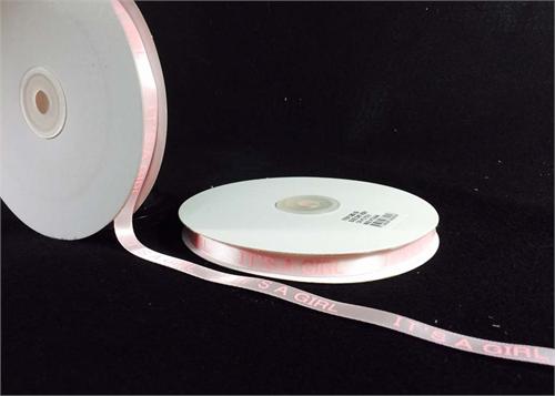 3/8" IT'S A GIRL Pink Satin Babyshower Ribbon(50Yards)