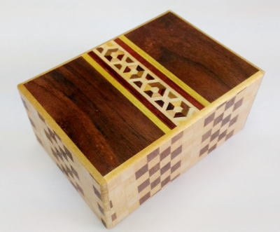4 Sun 4 Step Hexagon Yosegi Japanese Puzzle Box