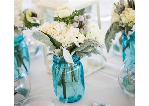 5 1/2" Decorative Blue Mason Jar (24 pieces)