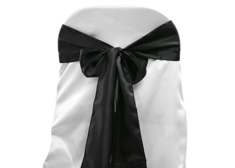 6" X 108" Satin Chair Bow Black(12 Pieces)