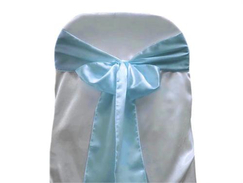 6" X 108" Satin Chair Bow Blue(12 Pieces)