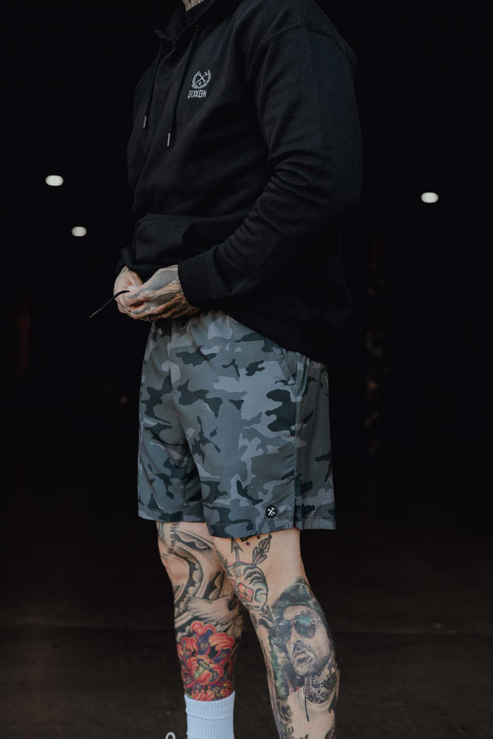 7" Gym Shorts - Black Camo