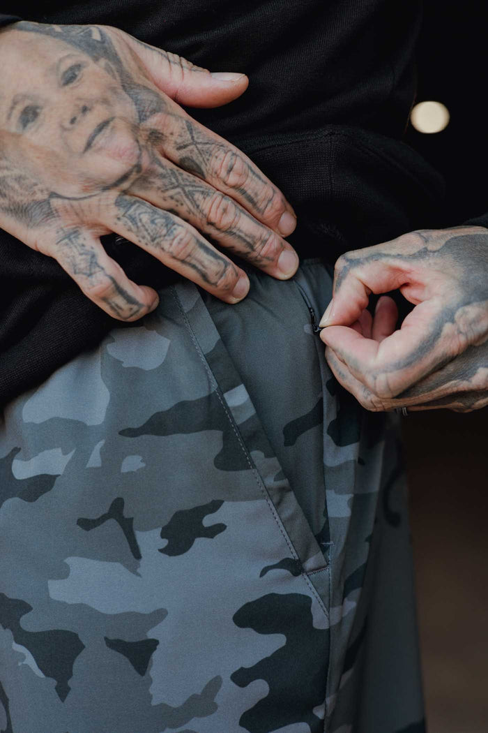 7" Gym Shorts - Black Camo