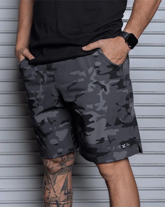 9" Gym Shorts - Black Camo