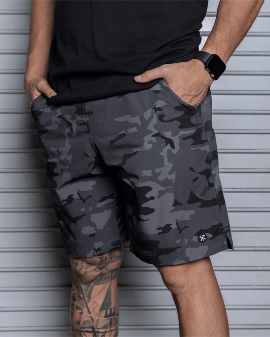 9" Gym Shorts - Black Camo