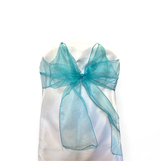 9" x 10 Ft Organza Chair Bows/Sashes Turquoise(12 pieces)