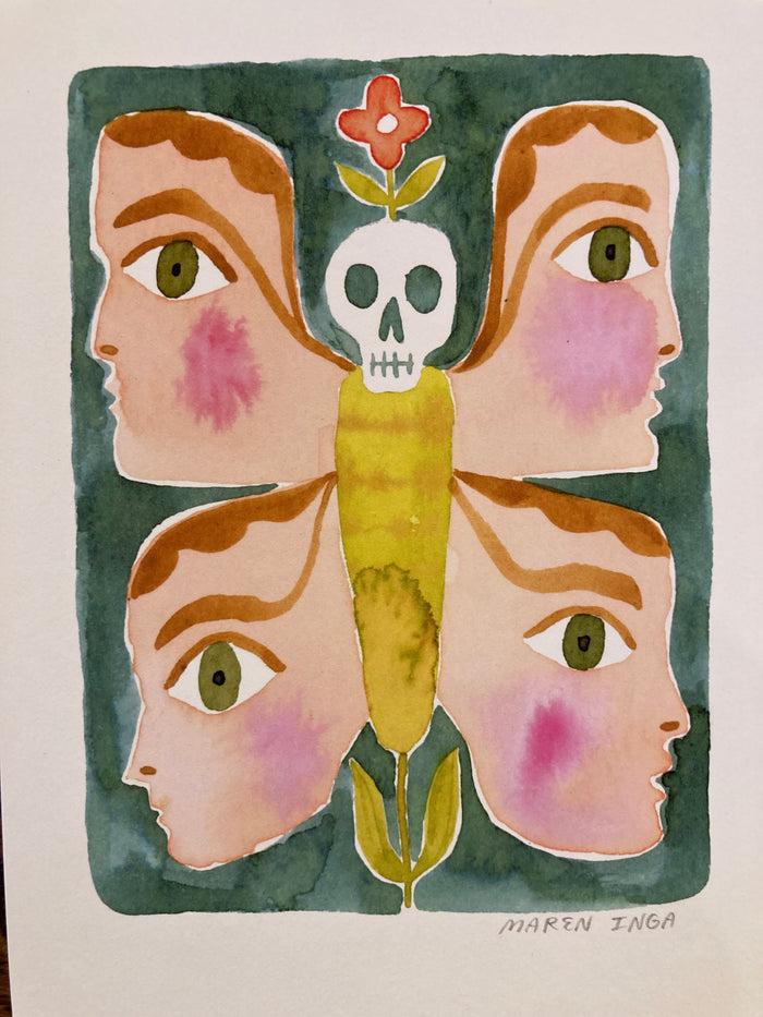 Death Head Face Wing Moth- 5x7