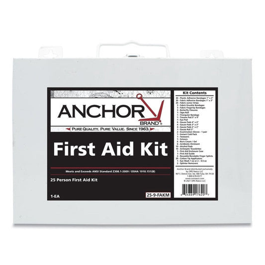 Anchor 25-Person First Aid Kit, ANSI 2009, Metal Case 25-9-FAKM / Metal Case