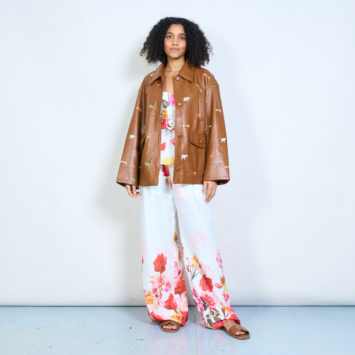 Animalia embroidered safari graphic button front jacket wholesale