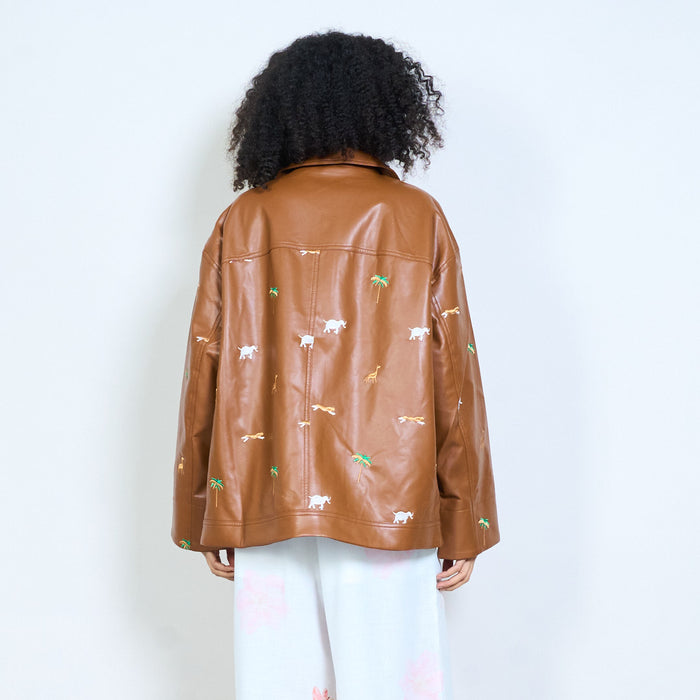 Animalia embroidered safari graphic button front jacket wholesale