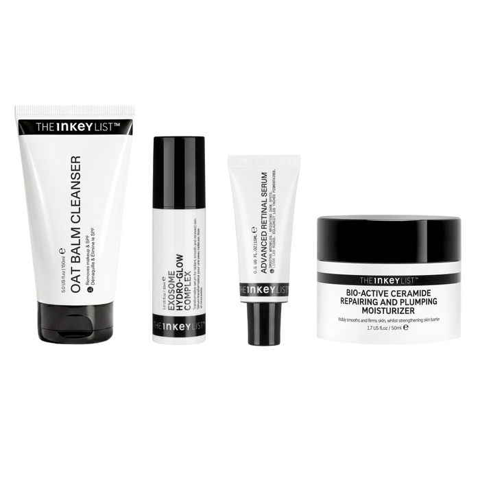 Set of skincare products from The Inkey List on a white background