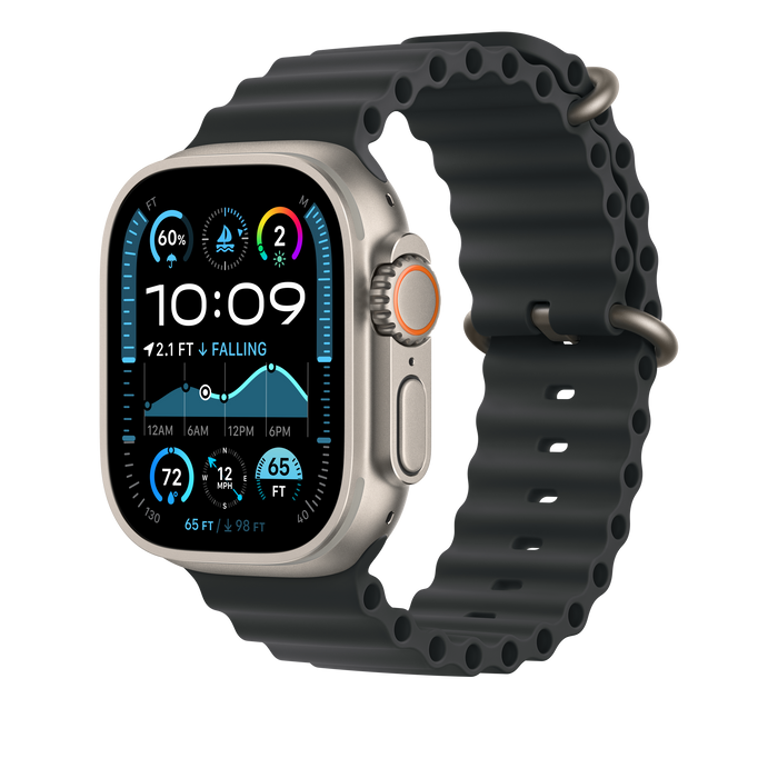 Apple 49mm Black Ocean Band - Natural Titanium Finish - MXTL3AM/A (2024)