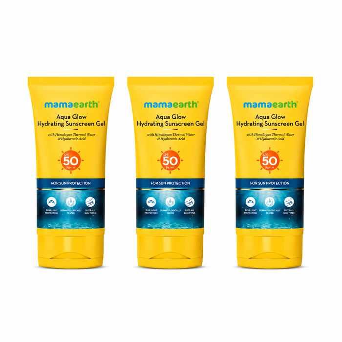 Aqua Glow Hydrating Sunscreen Gel with Himalayan Thermal Water and Hyaluronic Acid - 50 g (Pack of 3)