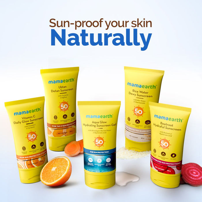 Aqua Glow Hydrating Sunscreen Gel with Himalayan Thermal Water and Hyaluronic Acid - 50 g (Pack of 3)