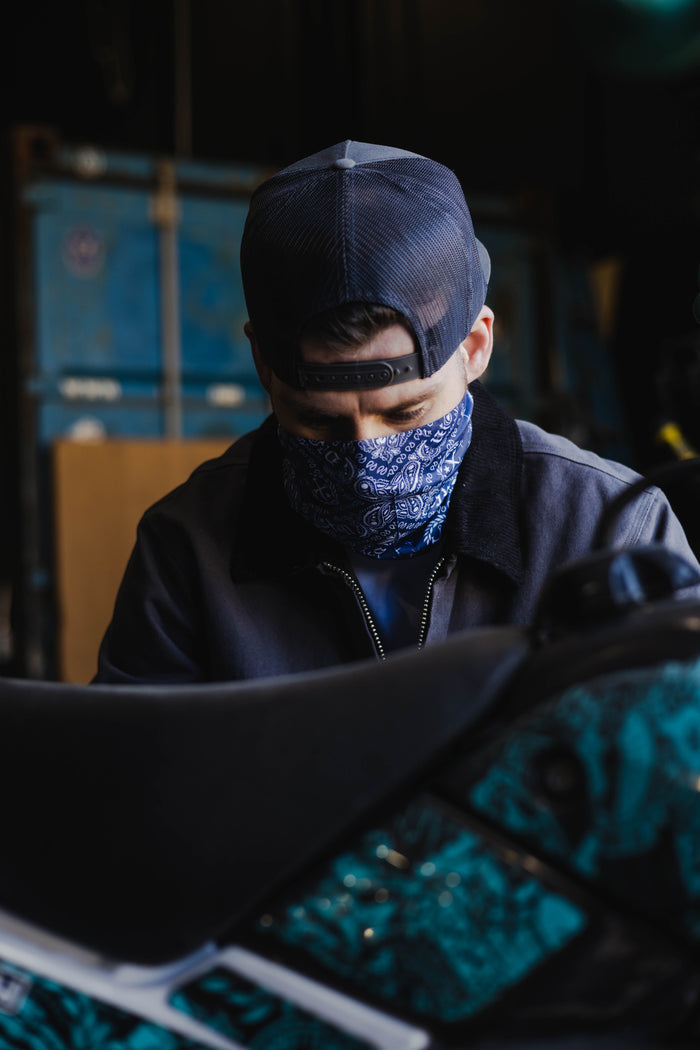 Bandana Neck Gaiter - Navy / White