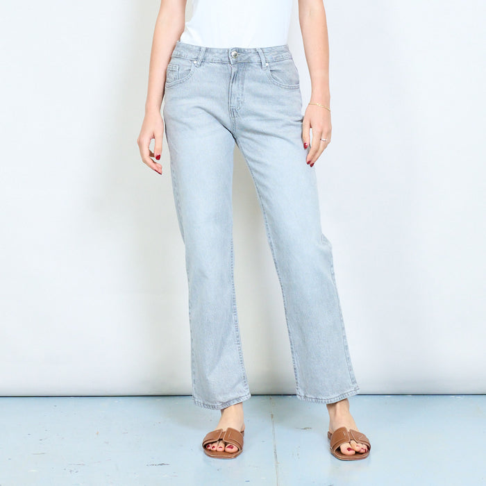 Basic lightgray jeans with back pocket bow embroidery wholesale