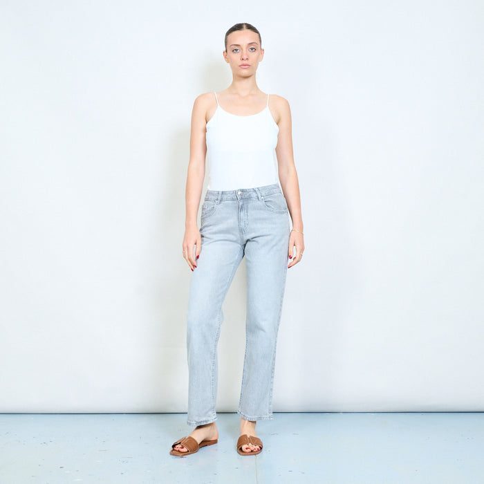 Basic lightgray jeans with back pocket bow embroidery wholesale